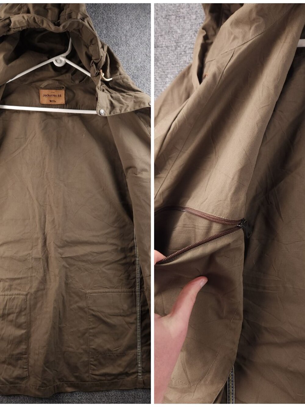FJALLRAVEN No. 68 Jacket XL Hooded Green Full Zip G-1000 Pockets Outdoors Men - Picture 10 of 16